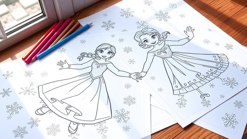 anna és elsa hóangyalokat készítenek